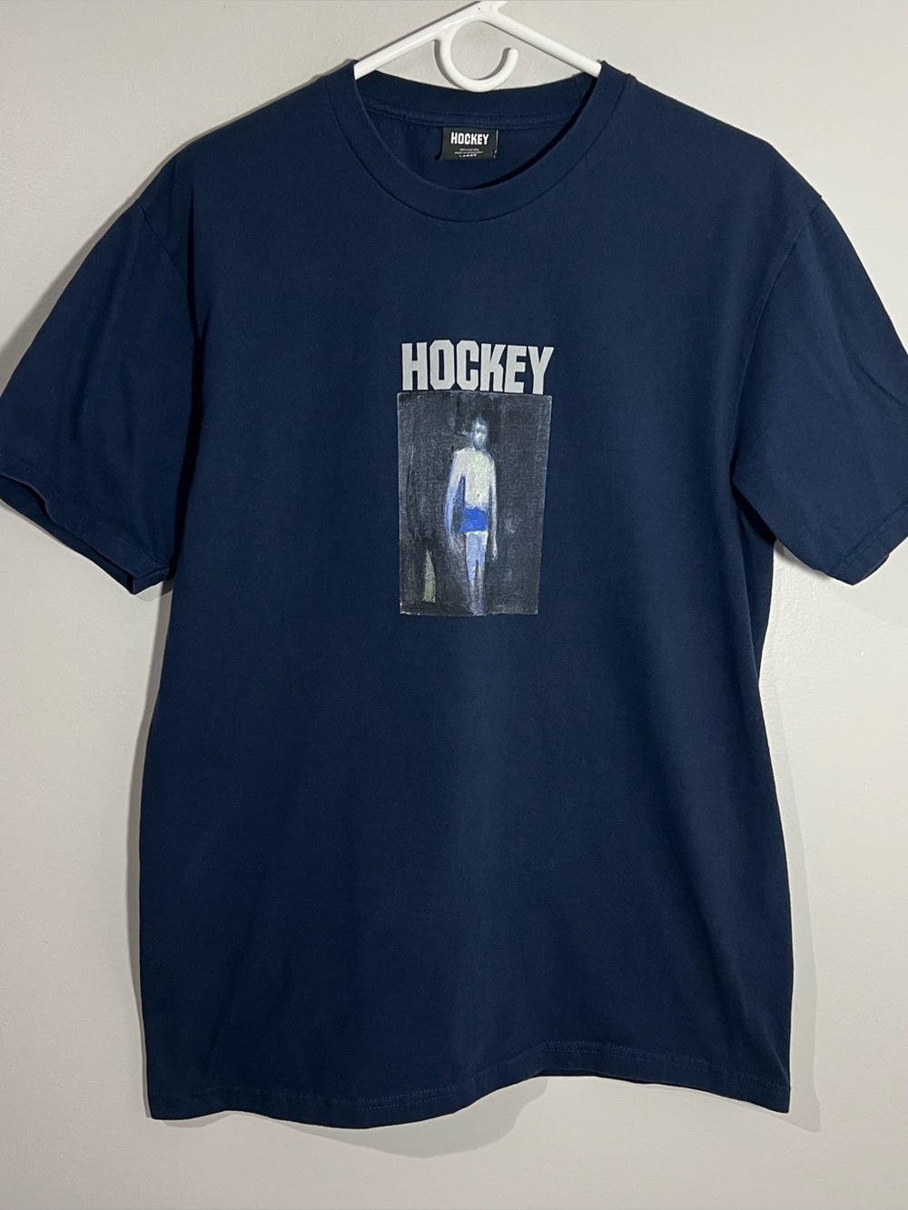 Hockey Skateboards Bucket Boy Navy Blue White Short Sleeve T-Shirt Mens Large